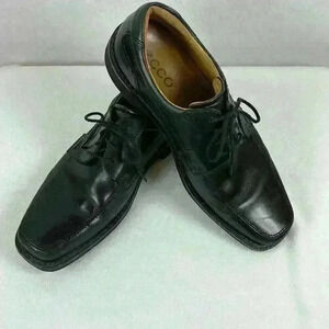 ECCO Seattle Men's Tie Dress Shoe Size 9.5-10 (EU 43) Genuine Leather Black